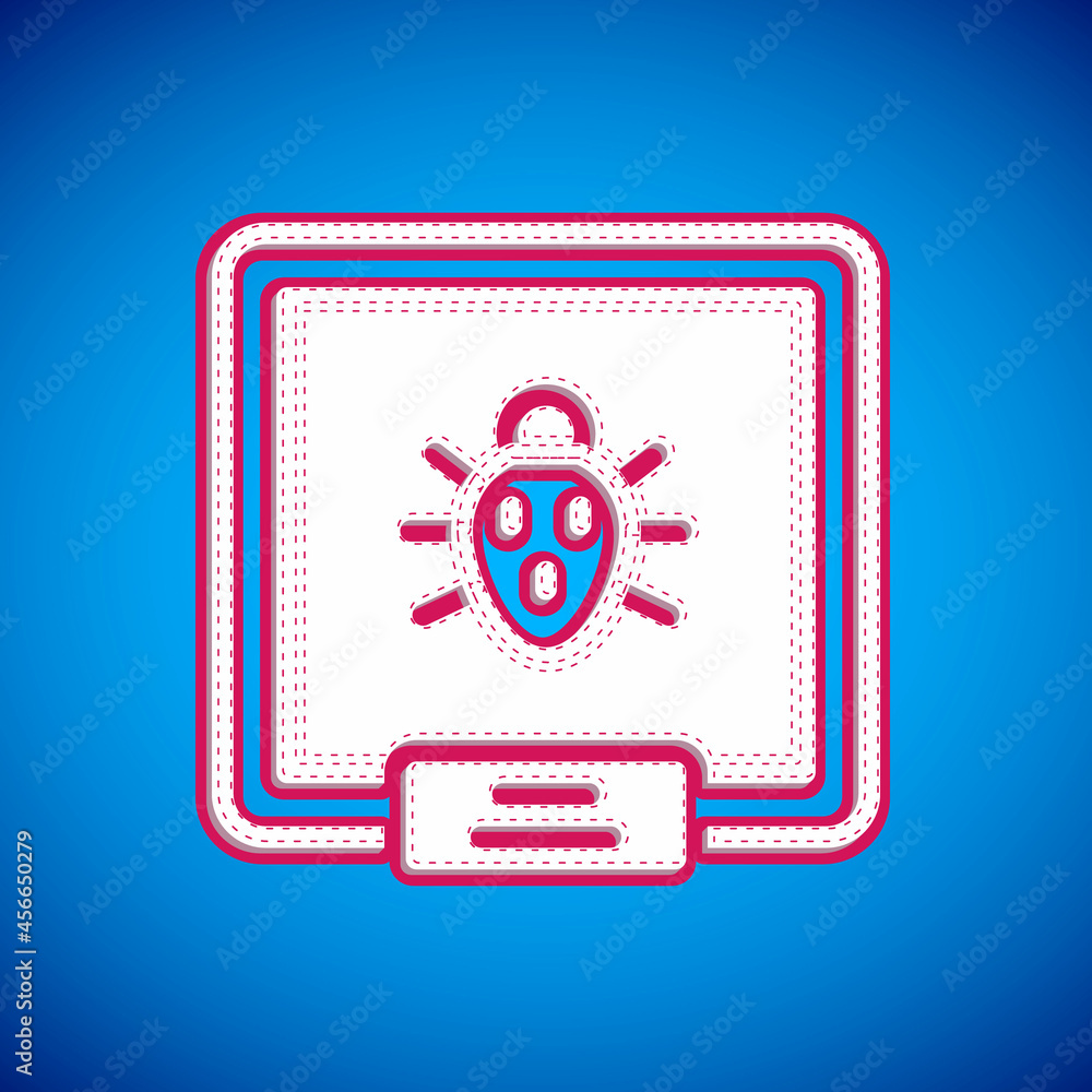 White Colorado beetle icon isolated on blue background. Vector White Colorado beetle icon isolated on blue background. Vector