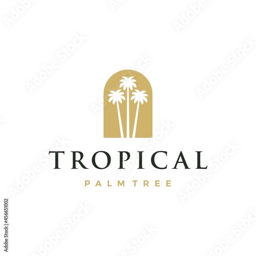 bohemian palm tree niche door logo vector icon illustration