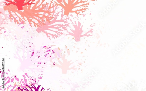 Light Pink vector abstract pattern with leaves  branches.