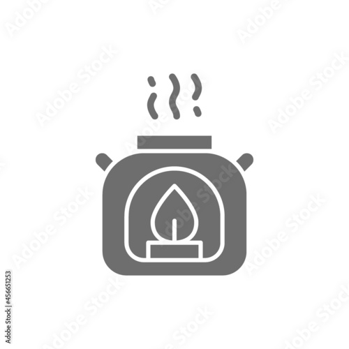 Vector aroma lamp, gas burner grey icon.