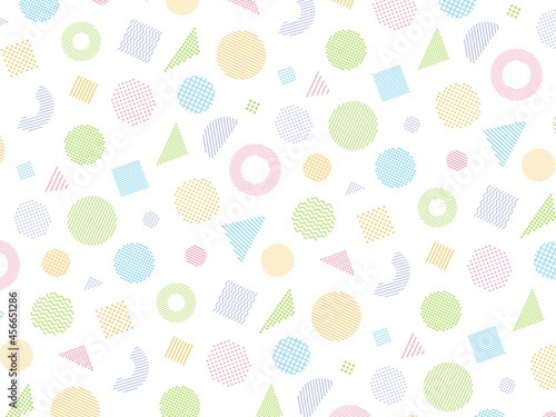 カラフルな幾何学模様のポップな背景イラスト