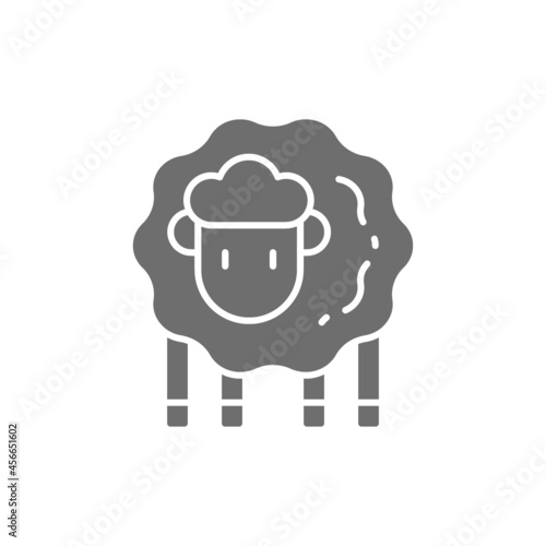 Lamb, sheep grey icon. Isolated on white background