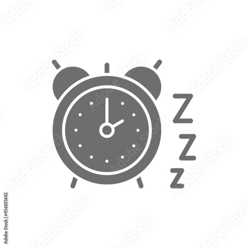Alarm clock grey icon. Isolated on white background
