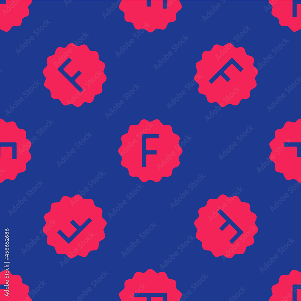 Red Exam paper with incorrect answers survey icon isolated seamless pattern on blue background. Bad mark of test results. Vector Red Exam paper with incorrect answers survey icon isolated seamless pattern on blue background. Bad mark of test results. Vector
