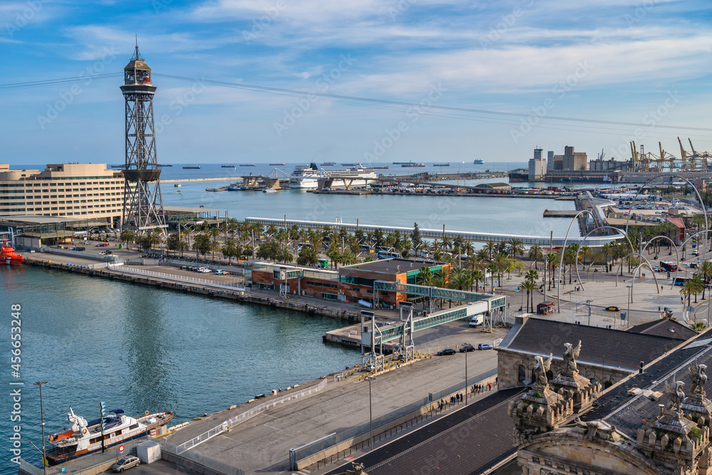 Barcelona Spain, high angle view city skyline at port of Barcelona Barcelona Spain, high angle view city skyline at port of Barcelona