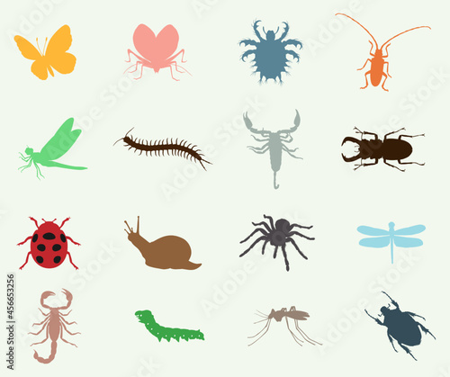Colorful various insects and bugs vector icon set © Apoloart