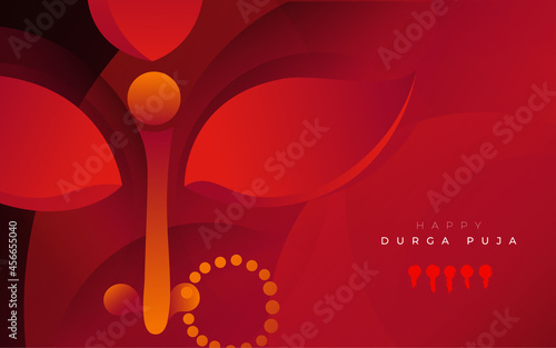 Happy Durga Puja Festival Celebration Greeting Background Template Design with Creative Goddess Durga Face Illustration
