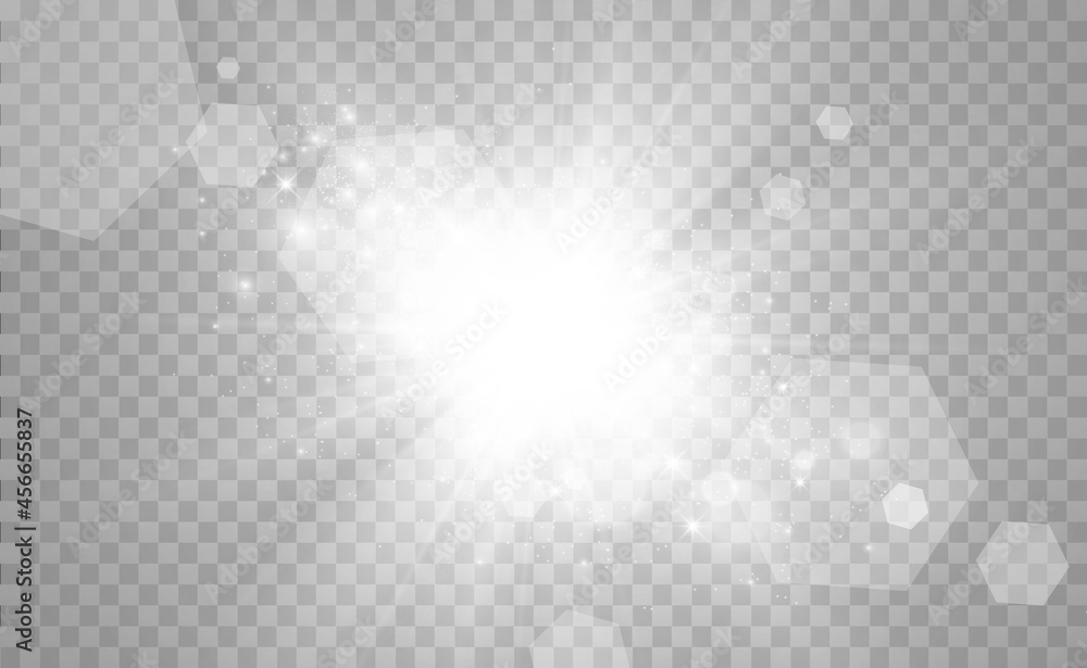 Special lens flash, light effect. The flash flashes rays and searchlight. illust.White glowing light. Beautiful star Light from the rays. The sun is backlit. Bright beautiful star. Sunlight. Glare. Special lens flash, light effect. The flash flashes rays and searchlight. illust.White glowing light. Beautiful star Light from the rays. The sun is backlit. Bright beautiful star. Sunlight. Glare.