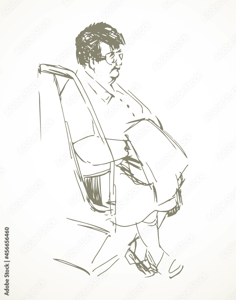 Obraz premium Old fat woman. Vector drawing