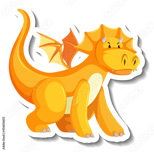 Cute yellow dragon cartoon character sticker