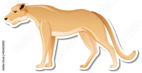A sticker template of lion cartoon character