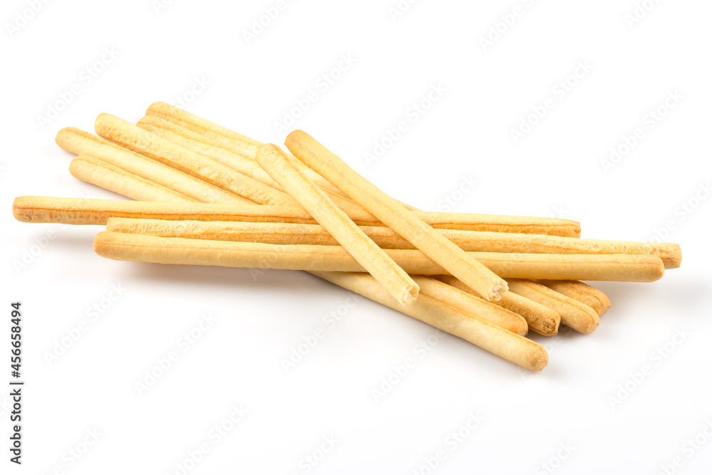 bread sticks on white background