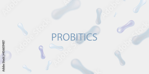 Probiotics Bacteria Vector illustration. Biology, Science background. Microscopic bacteria closeup.
