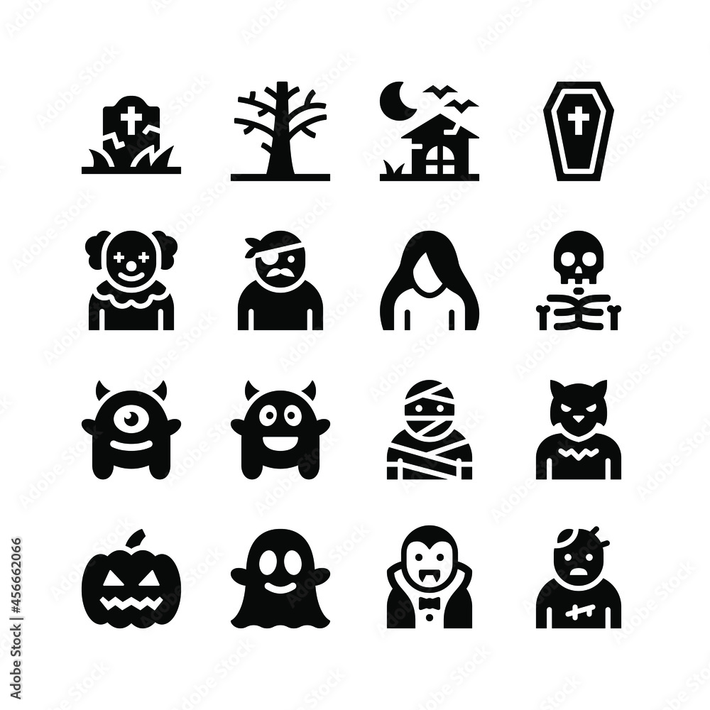 Simple Set of Halloween Related Vector Solid Icons. Contains Icons as Tombstone, Dead Tree, Haunted House and more. Simple Set of Halloween Related Vector Solid Icons. Contains Icons as Tombstone, Dead Tree, Haunted House and more.