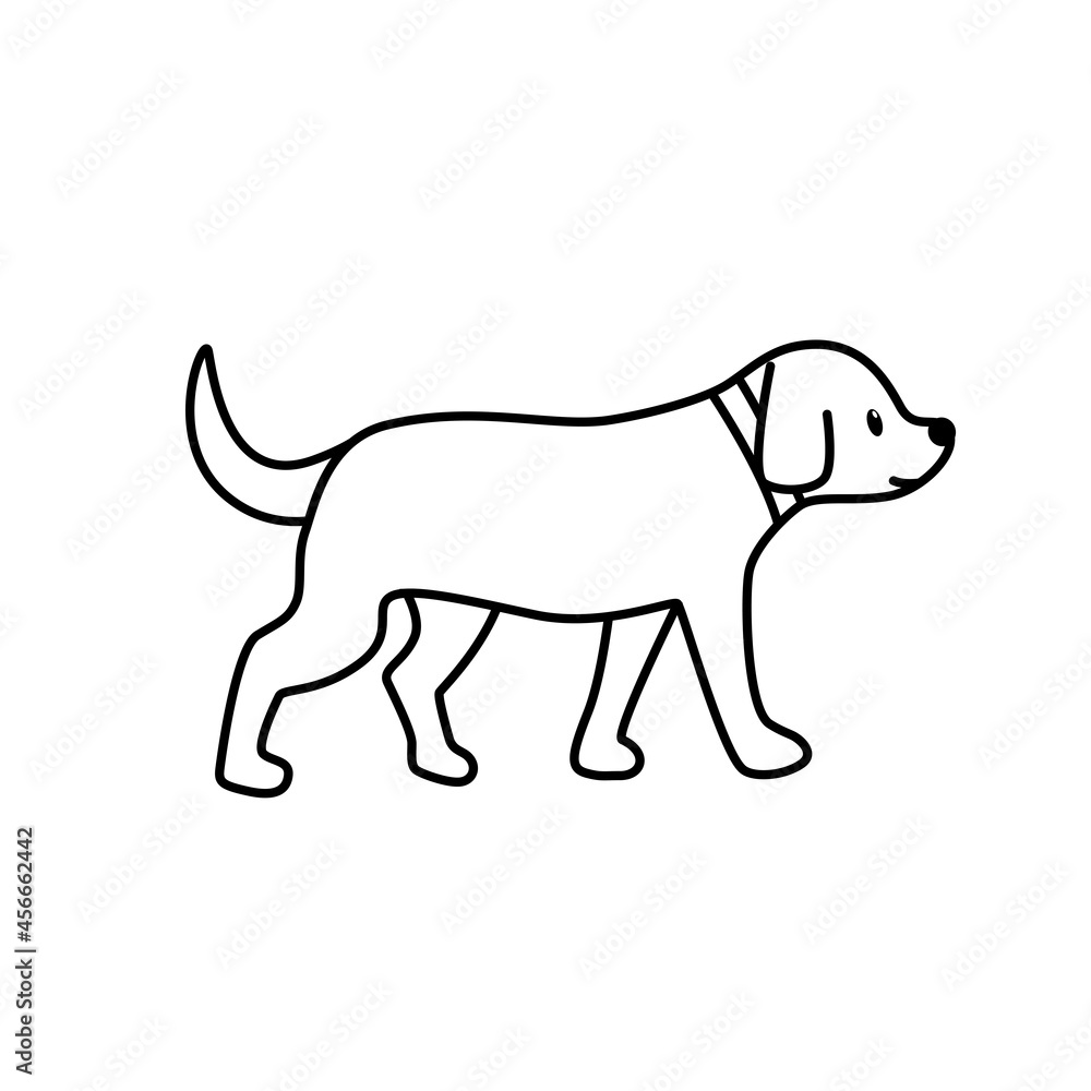 Dog icon pet vector illustration, isolated on white. The shepherd dog logo is in full growth