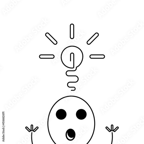 a little surprised boy with an understanding of new knowledge. Doodle trend