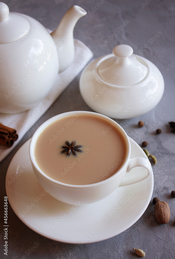 Traditional indian black tea. Masala tea. Spiced milk tea Traditional indian black tea. Masala tea. Spiced milk tea