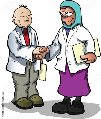 intercultural researchers shaking hands