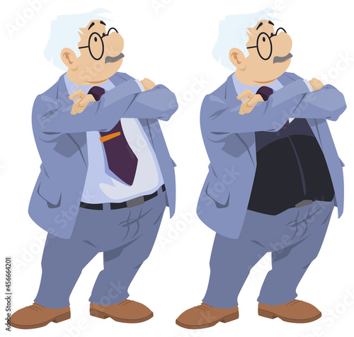 Solid man. Gray-haired businessman. Illustration for internet and mobile website.