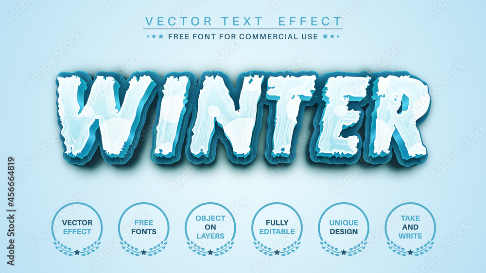 Winter - Editable Text Effect, Font Style - obrazy, fototapety, plakaty 