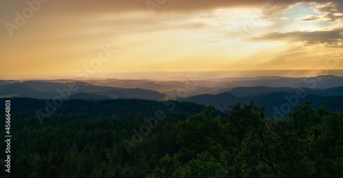 Mountain evening landscape. Panoramic shot.