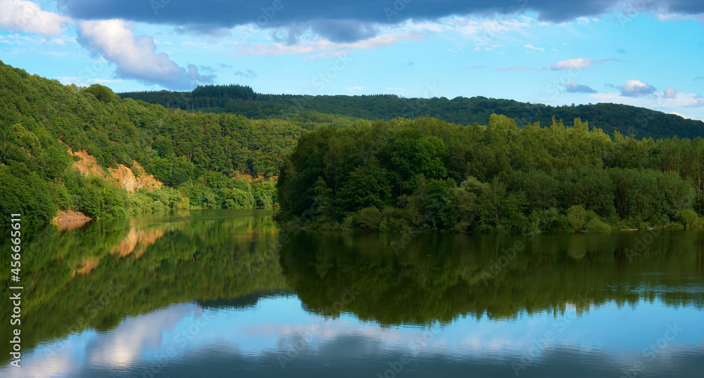 Eifel National Park. Lake, island, natural landscape.