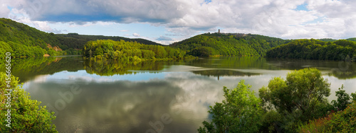 Eifel National Park. Lake, natural landscape, panoramic shot.