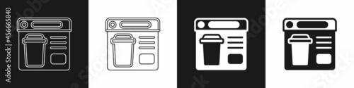 Set Online ordering and fast food delivery icon isolated on black and white background. Vector