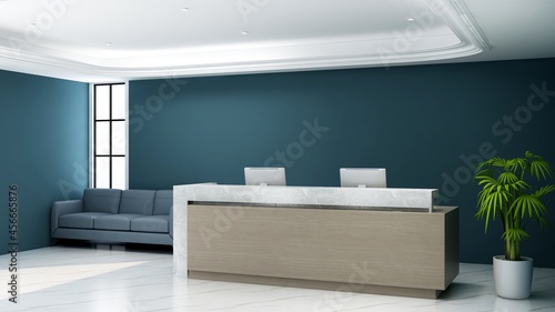 blank office wall in receptionist room for company logo mockup