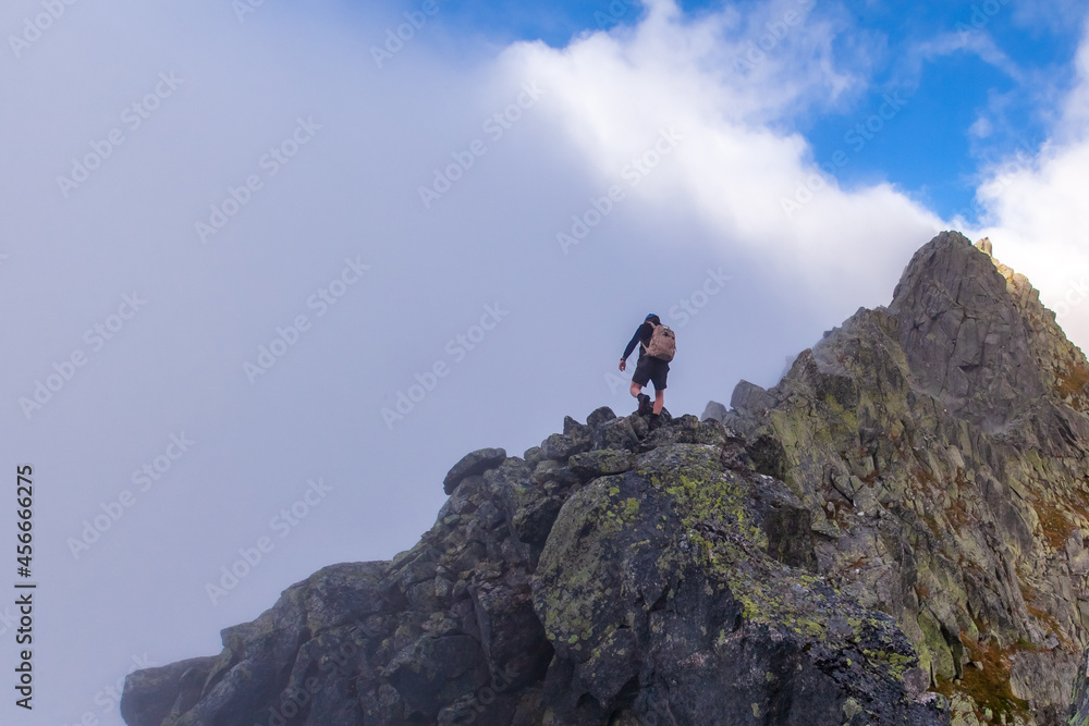 Hiking on Rosendalsalpene in Norway. High altitude climbing on Bjørndalstraversen.