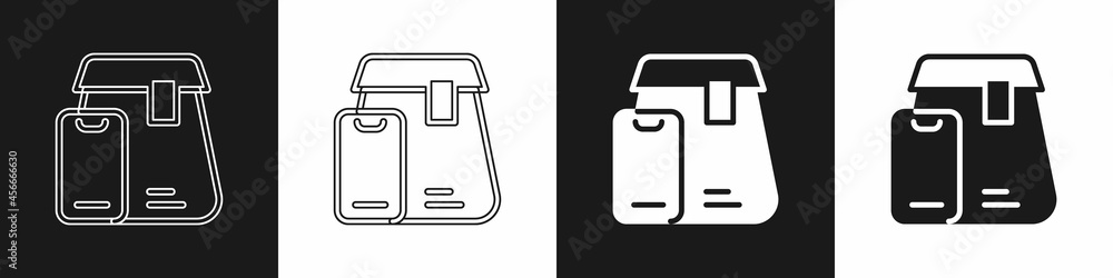 Set Online ordering and fast food delivery icon isolated on black and white background. Vector Set Online ordering and fast food delivery icon isolated on black and white background. Vector