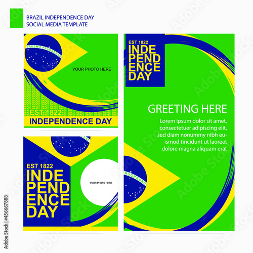 brazil independence day social media template for feed, twitbond, and story