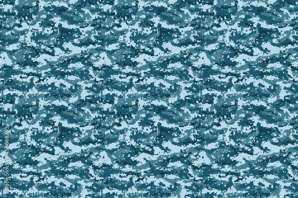 Pixel blue camouflage background. Vector illustration