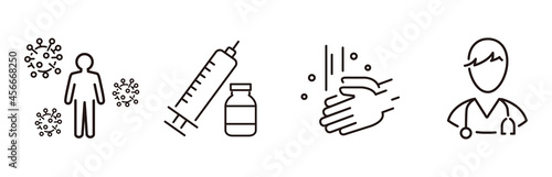 Set of Coronavirus and Vaccine line icons, covid19, Medical mask, health, contagious, epidemic, outbreak, Vector
