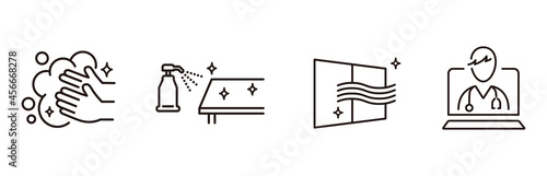 Set of Coronavirus and Vaccine line icons, covid19, Medical mask, health, contagious, epidemic, outbreak, Vector
