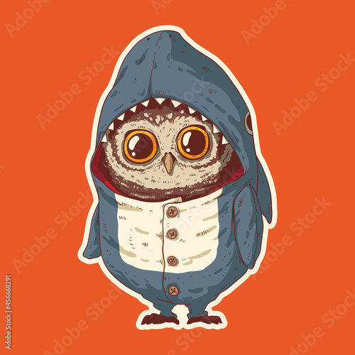 A small owl dressed in pyjamas