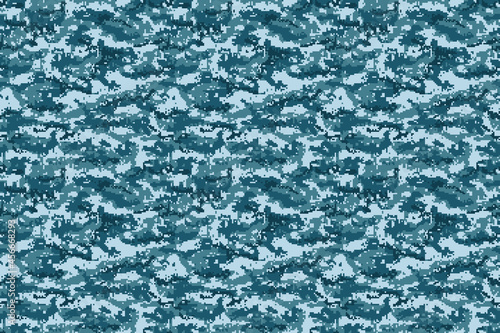 Pixel blue camouflage background. Vector illustration