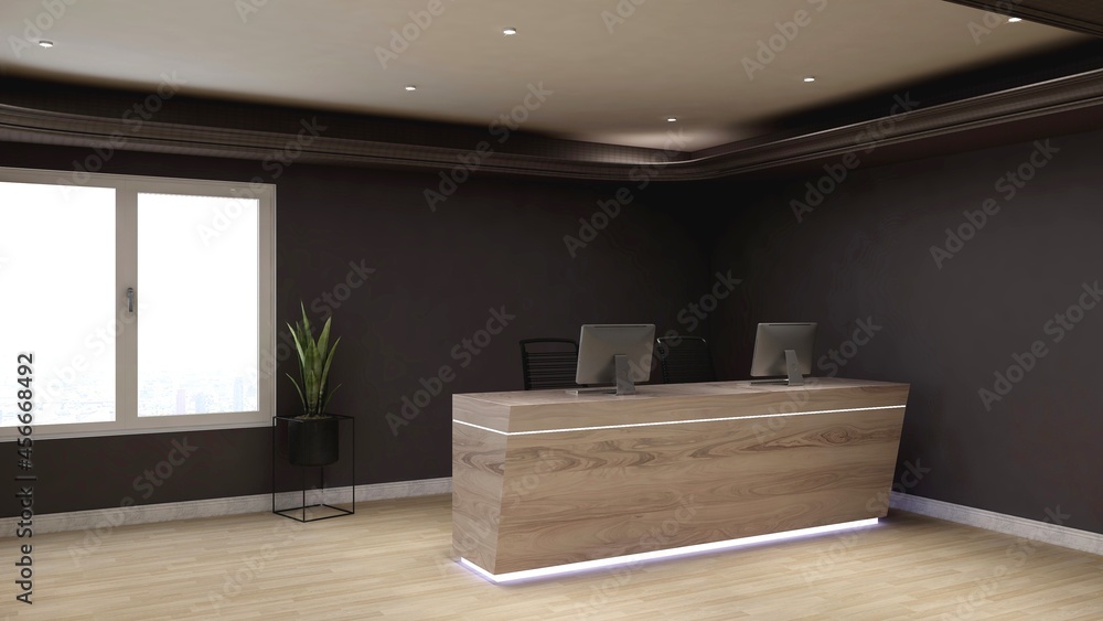 Fototapeta premium blank office wall in receptionist room for company logo mockup