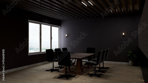 a blank wall in luxury office meeting room 3d render interior design