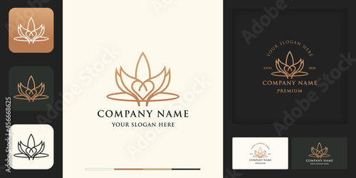 nature leaf with love inspiration logo design and business card
