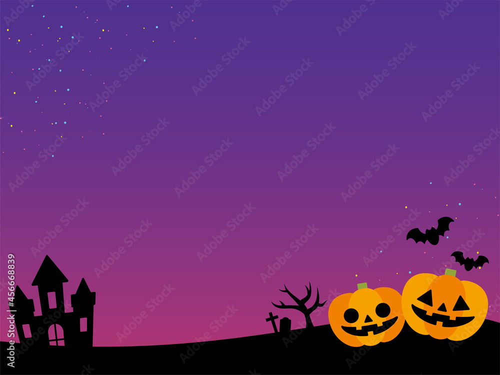 ハロウィンのバナー　背景　フレーム　Halloween Frame Background Vector Illustration