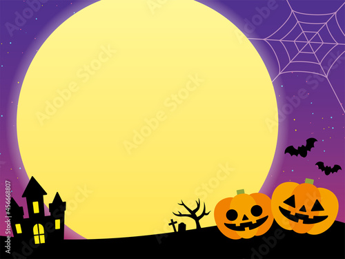 ハロウィンのバナー　背景　フレーム　Halloween Frame Background Vector Illustration
