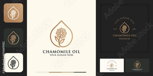 drop flower modern vintage logo and business card design
