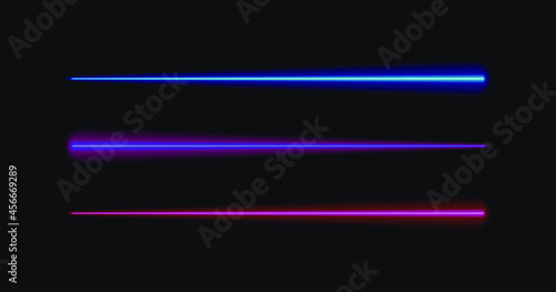 Vector Set of Neon Brushes, Different Colors Moving Lights, Neon Colored Lines.