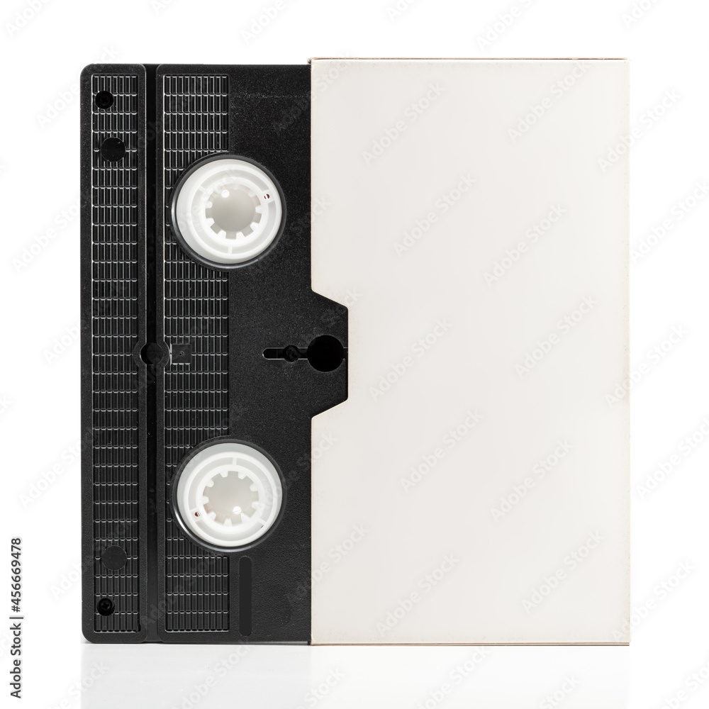 VHS cassette package. Blank Video cassette case mockup. Isolated. Clean