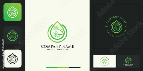 extract leaf modern vintage logo design and business card