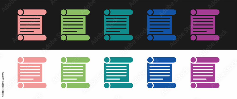 Set Decree, paper, parchment, scroll icon icon isolated on black and white background. Vector Set Decree, paper, parchment, scroll icon icon isolated on black and white background. Vector