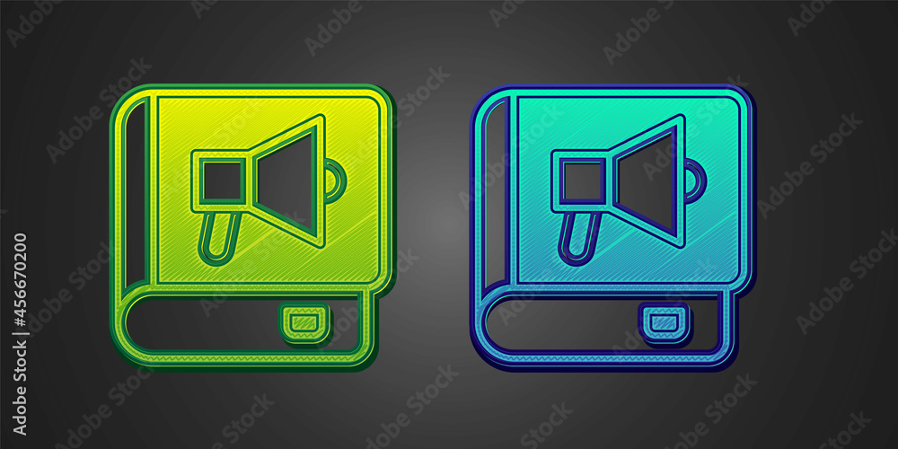 Green and blue Book icon isolated on black background. Vector Green and blue Book icon isolated on black background. Vector