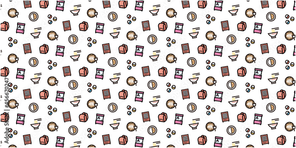 Japanese Modern Culture Icon pattern background for website or wrapping paper (Color icon version)