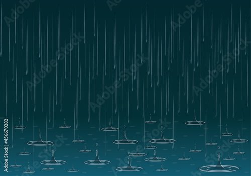 Rain background with drops and splashes vector illustration
